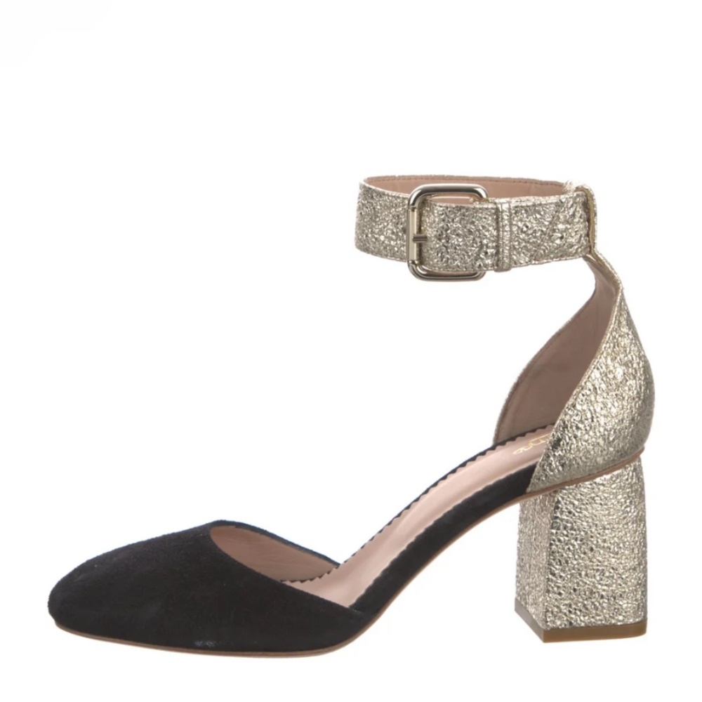 RED Valentino- Suede D'Orsay Pumps- Black/Gold-Women’s Size 36